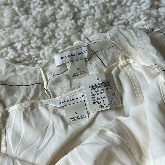 Club Monaco White Slip Dress Black White Sheer Overlay Deep VNeck Flowy NWT ST7 - Picture 5 of 12